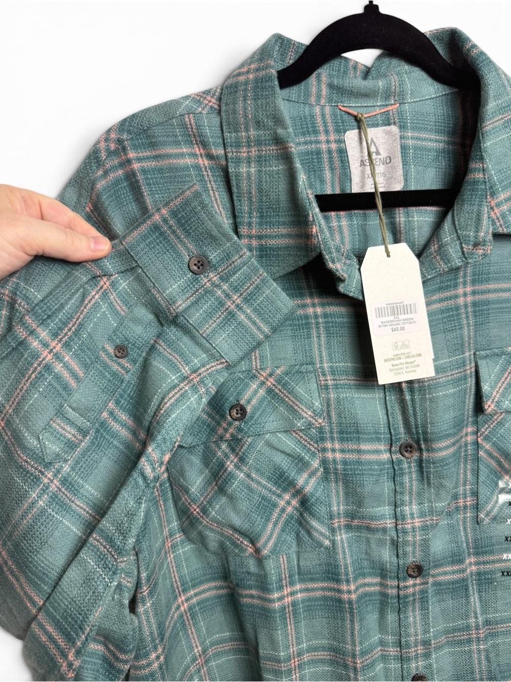 Ascend Women XXL Sagebrush Green Plaid Flannel Shirt NWT - Picture 8 of 11
